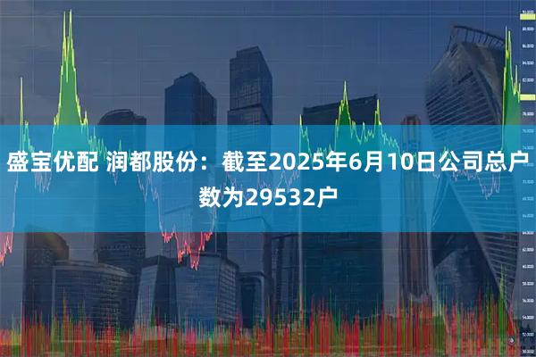 盛宝优配 润都股份：截至2025年6月10日公司总户数为29532户